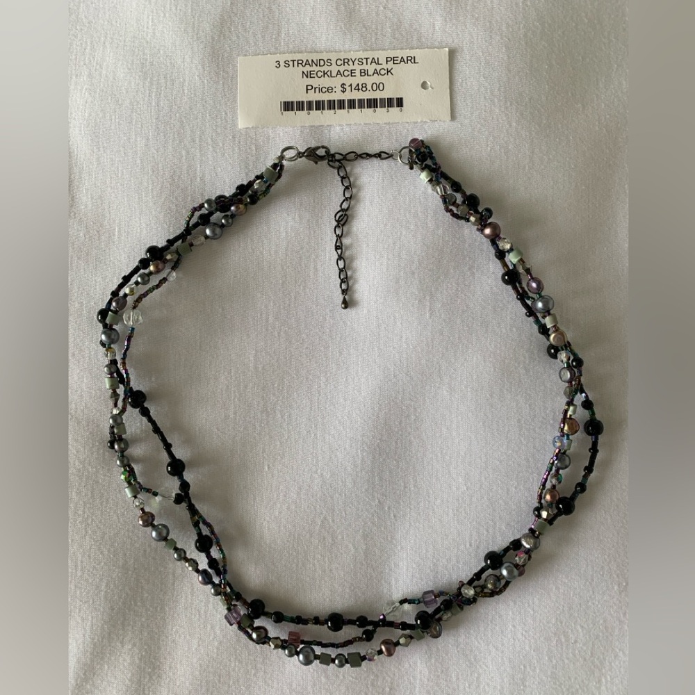 Coco, 3 strand crystal Pearl necklace